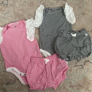 GAP Pink and Black Striped Baby Set